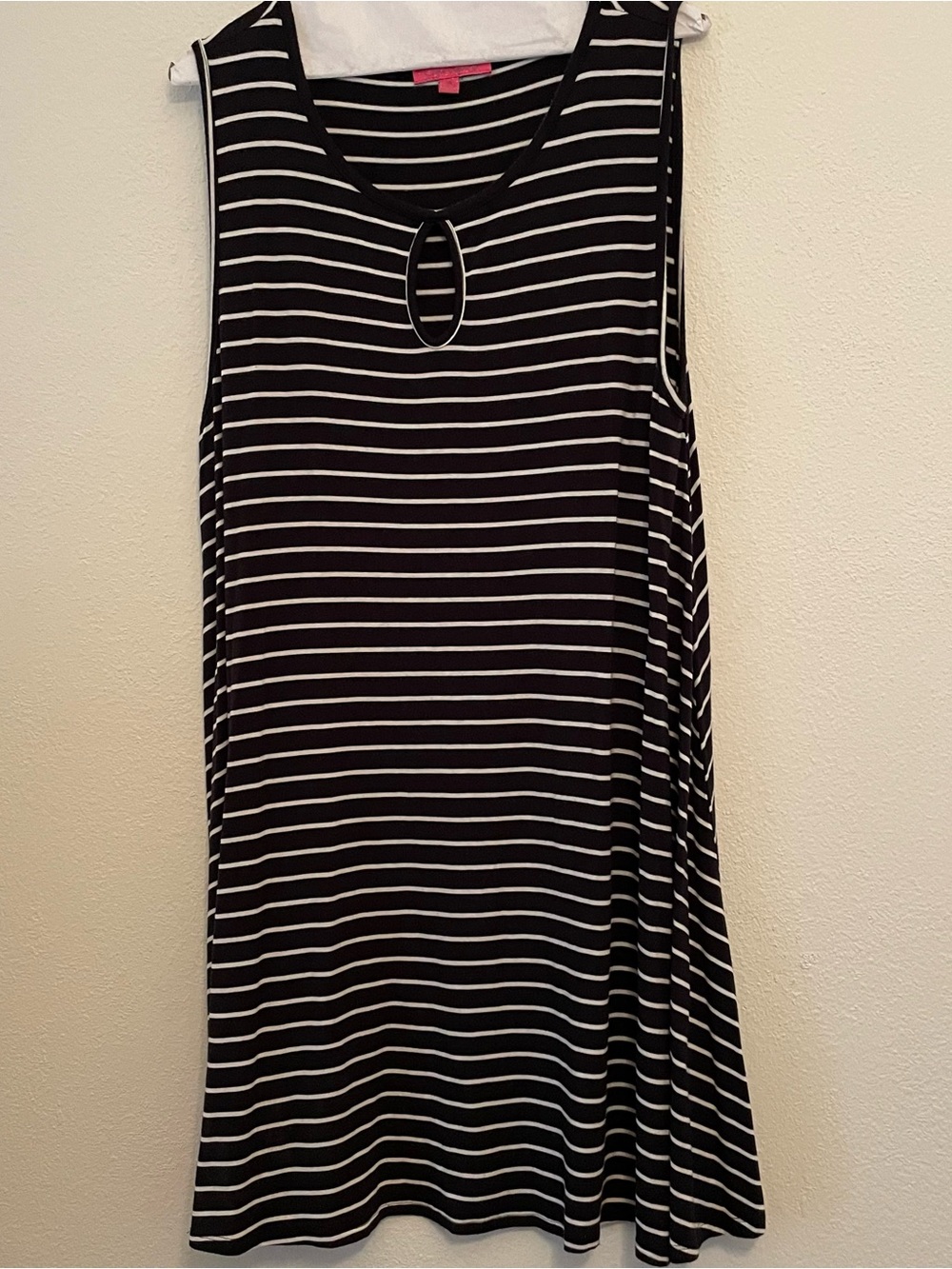 Curve Revolution Knit A-Line Dress 3X Sleeveless Navy/White Beach Coastal Stripe